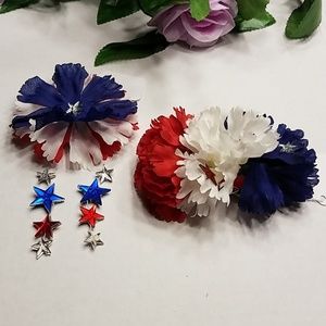 Patriotic hair flowers